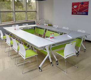 EBUNGE طاولة مكتب المدرسة الحديثة القابلة للطي الدائمة مكتب أثاث غرفة الاجتماعات مع أربع عجلات