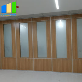 الفصول الدراسية خشبية قابلة للطي الجدران التقسيم الإطار الألومنيوم مع خفف من الزجاج بلوري