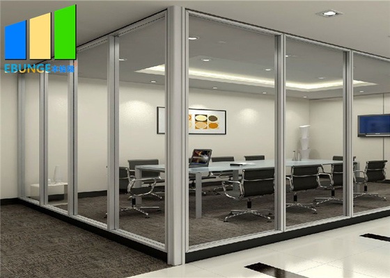 غرفة المقسم الداخلي من الألومنيوم بإطار زجاجي مفرد لجدار التقسيم لغرفة اجتماعات المكتب